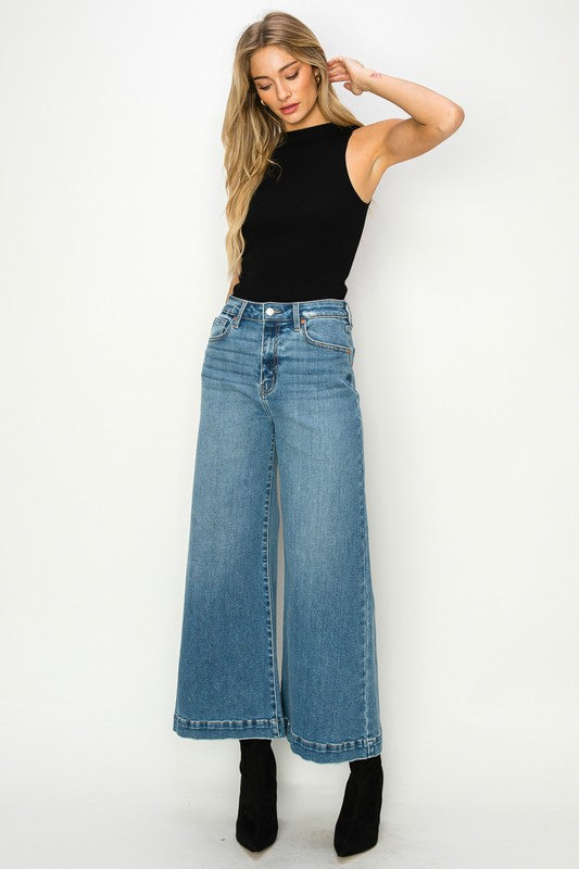 HIGH RISE CROP PALAZZO JEANS - lolaluxeshop