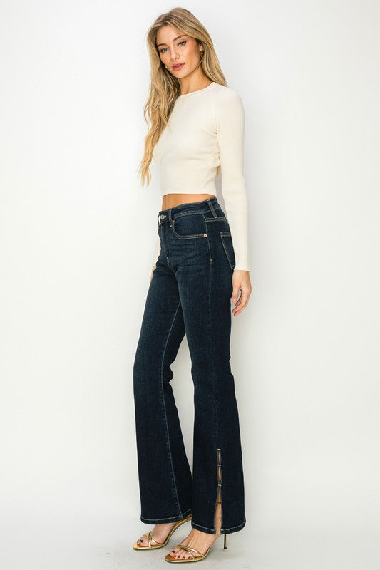 HIGH RISE FLARE JEANS - lolaluxeshop
