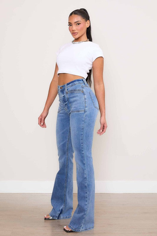 Square Pocket Bootcut Jeans - lolaluxeshop