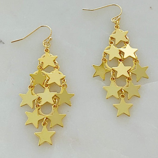 Nine Stars Lined Chandelier Earring - lolaluxeshop