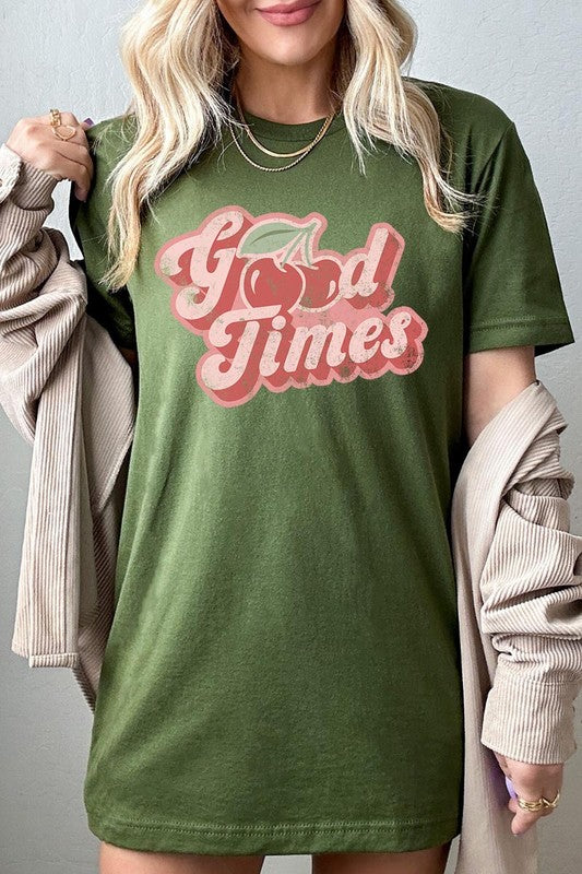 Retro Good Times Cherry Fruit Graphic T Shirts - lolaluxeshop