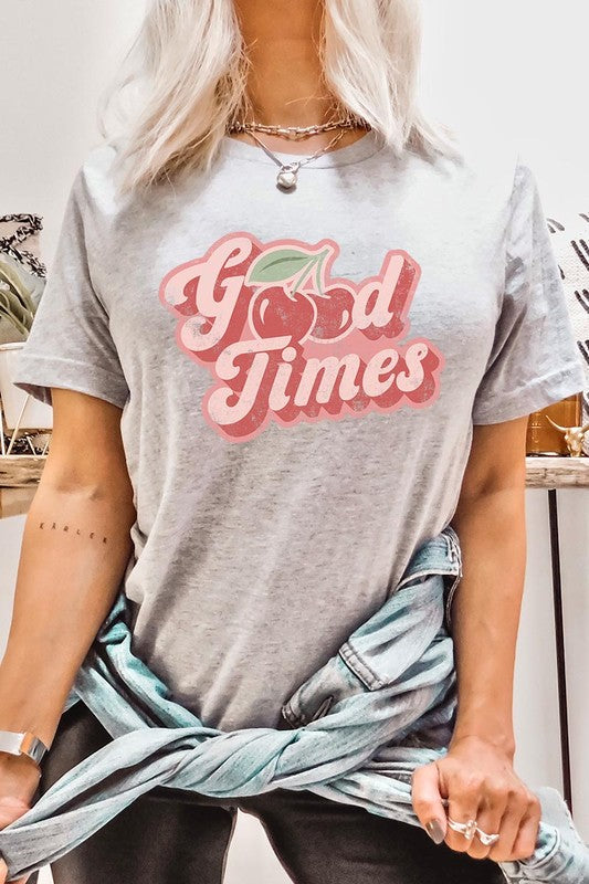 Retro Good Times Cherry Fruit Graphic T Shirts - lolaluxeshop