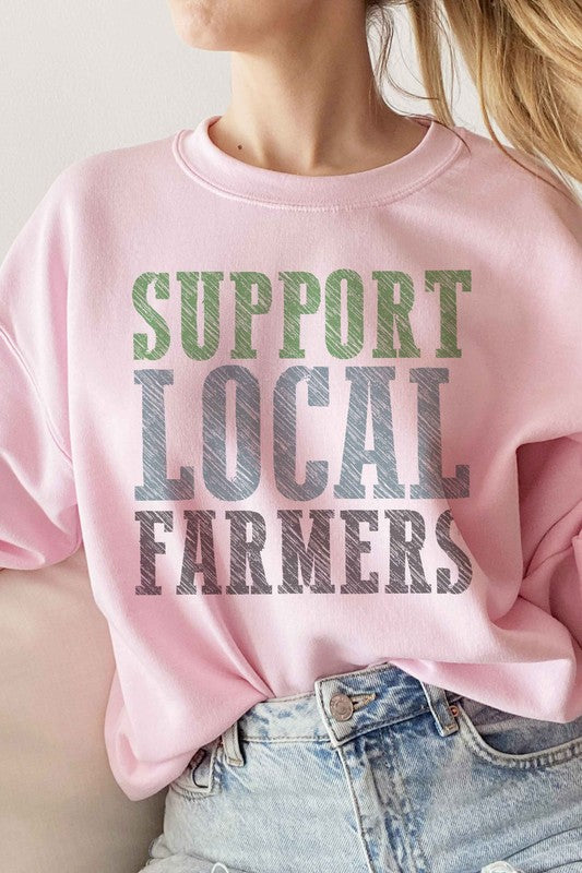 SUPPORT LOCAL FARMERS GRAPHIC SWEATSHIRT - lolaluxeshop