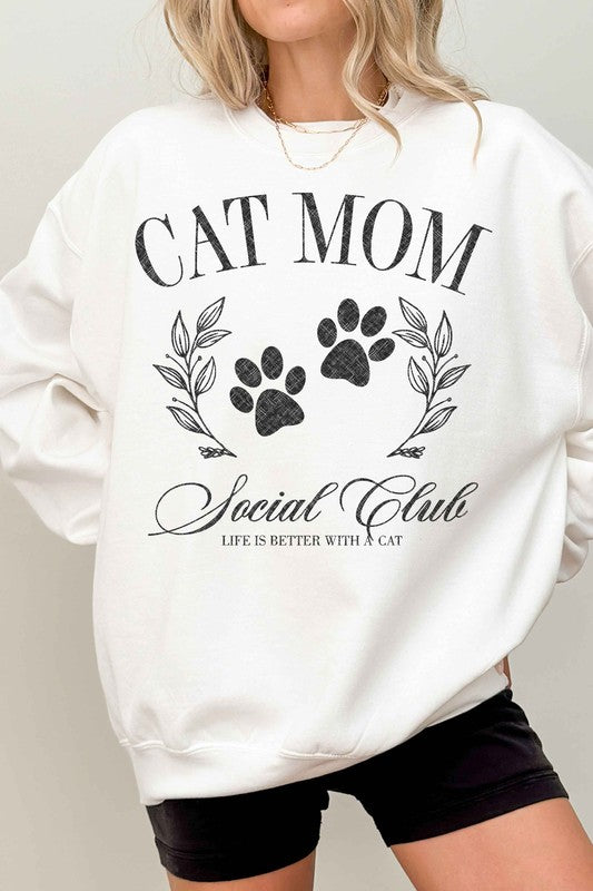 CAT MOM SOCIAL CLUB OVERSIZED SWEATSHIRT - lolaluxeshop