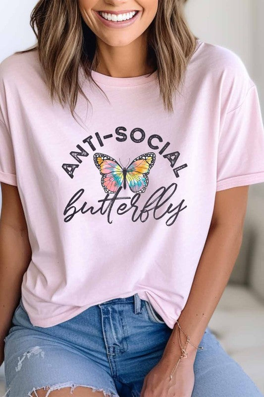 Antisocial Butterfly Graphic Tee - lolaluxeshop