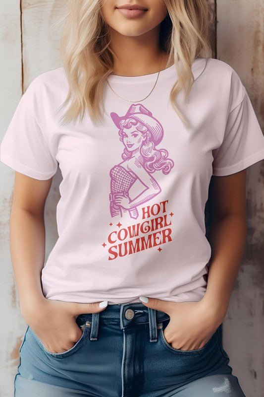 Hot Cowgirl Summer, Retro Western Graphic Tee - lolaluxeshop