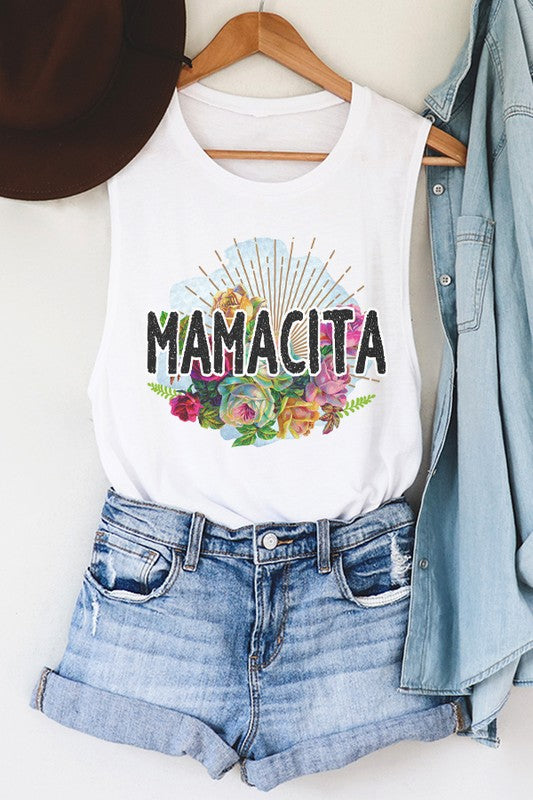 Mama Gifts Mamacita Graphic Muscle Tank Top - lolaluxeshop