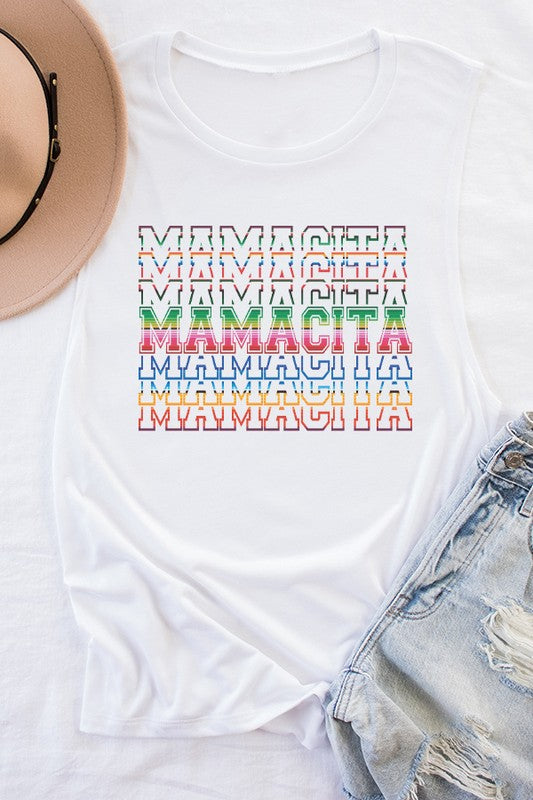 Mom Gifts Mamacita Stack Graphic Muscle Tank