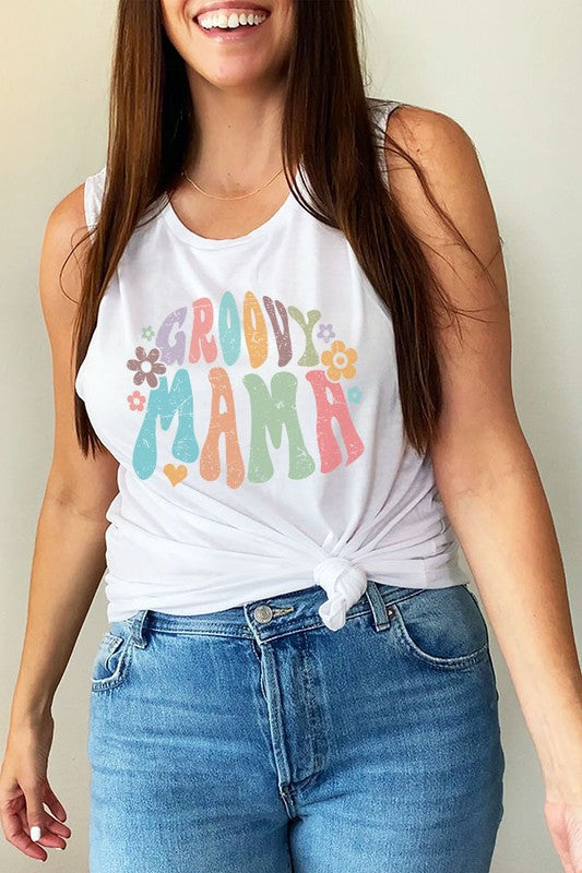 Mother's Day Groovy Mama Doodle Tank Top - lolaluxeshop
