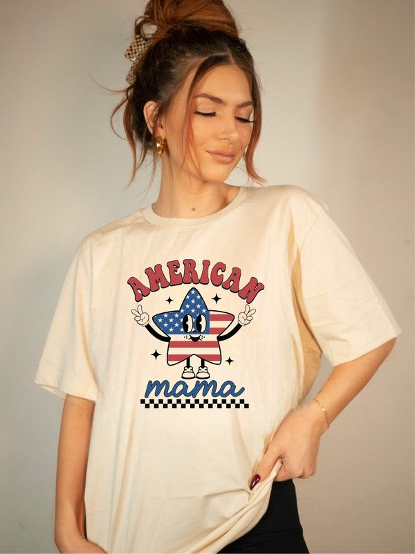 American Mama Star Crew Neck Softstyle Tee - lolaluxeshop