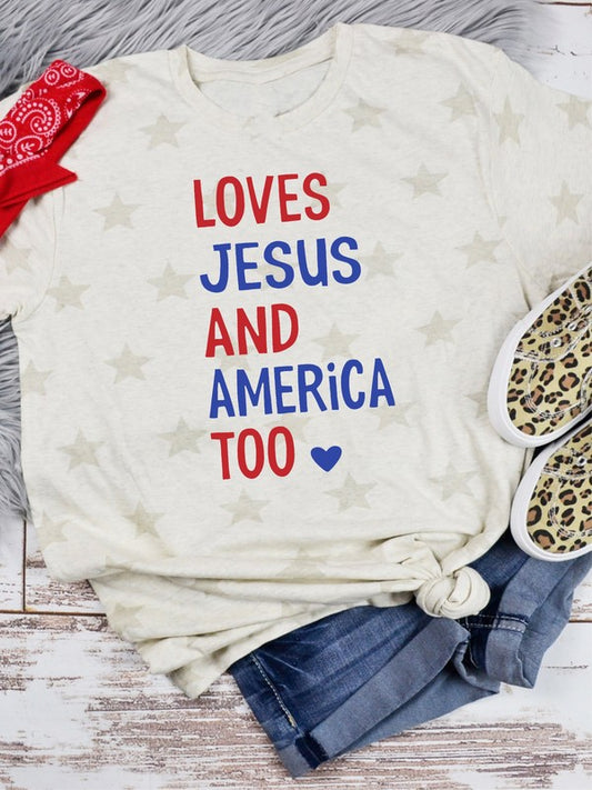 Loves Jesus and America Too Graphic Tee - lolaluxeshop