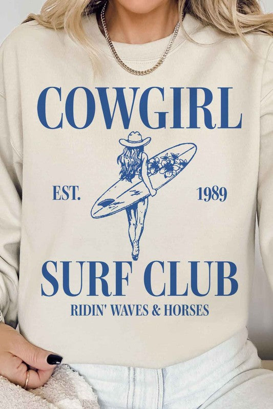 PLUS SIZE COWGIRL SURF CLUB GRAPHIC SWEATSHIRT
