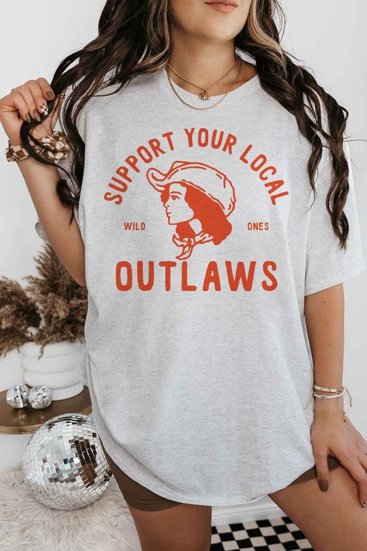 SUPPORT YOUR LOCAL OUTLAWS OVERSIZED GRAPHIC TEE
