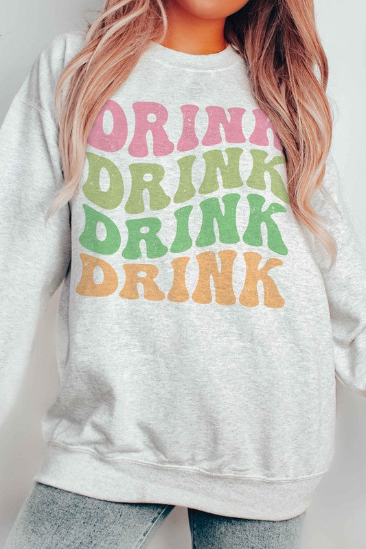 MULTI DRINK REPEAT Graphic Sweatshirt - lolaluxeshop