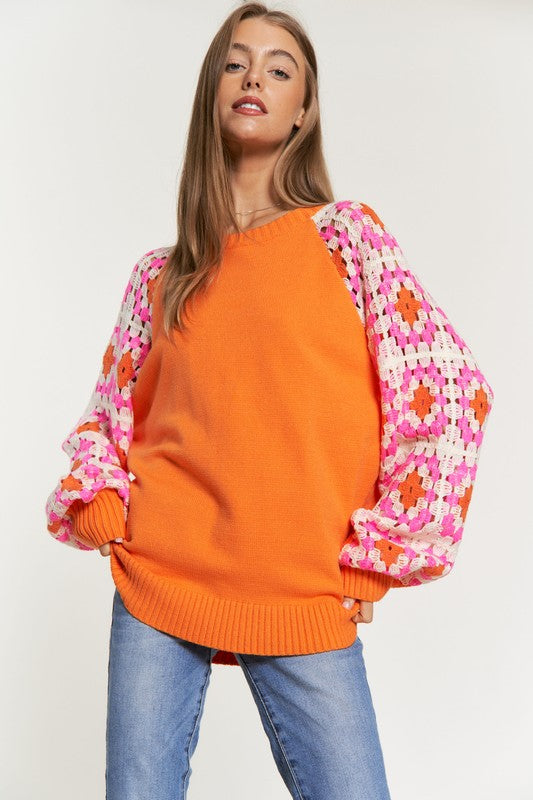 Knit Crochet Detailed Long Sleeve Sweater - lolaluxeshop