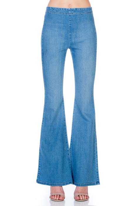 zipper back faded denim flare  jeans pants - lolaluxeshop