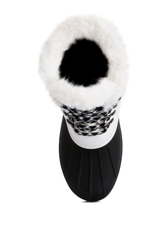 Capucine Fur Collar Contrasting Lug Sole Boots - lolaluxeshop