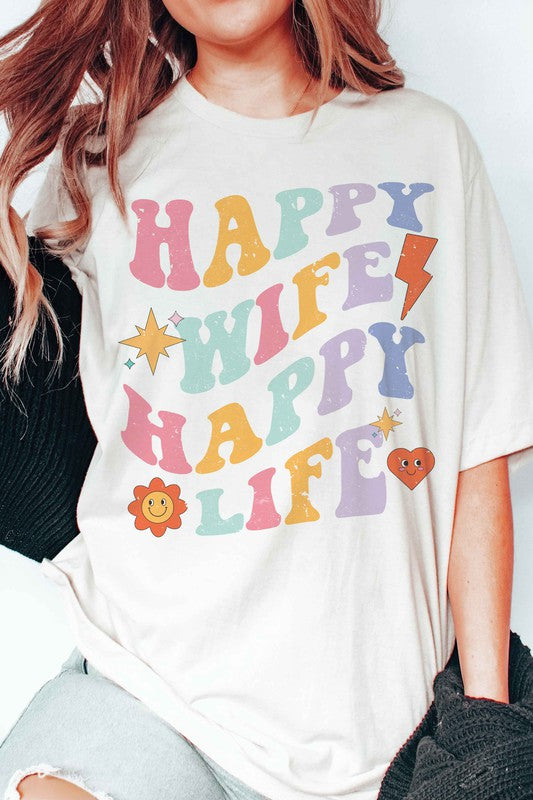 HAPPY WIFE HAPPY LIFE Graphic T-Shirt - lolaluxeshop