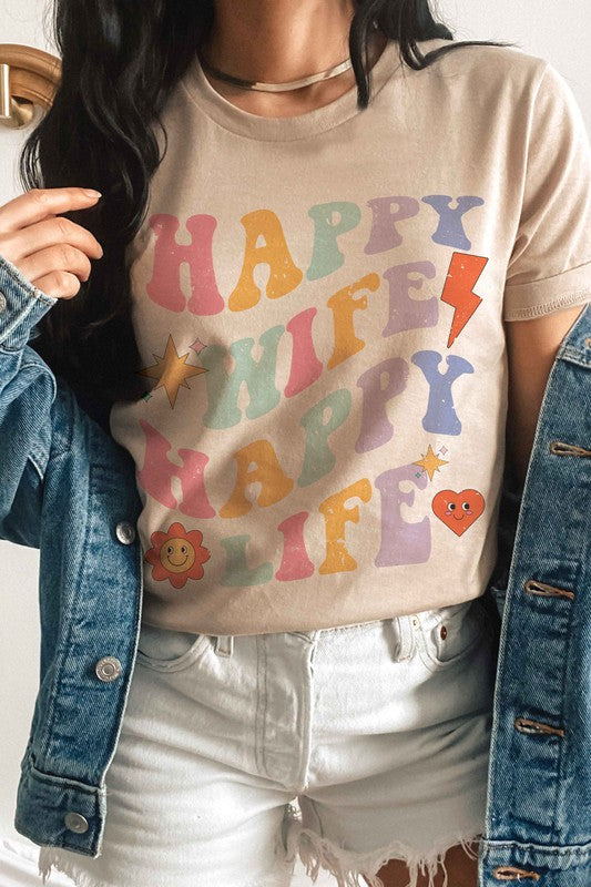 HAPPY WIFE HAPPY LIFE Graphic T-Shirt - lolaluxeshop