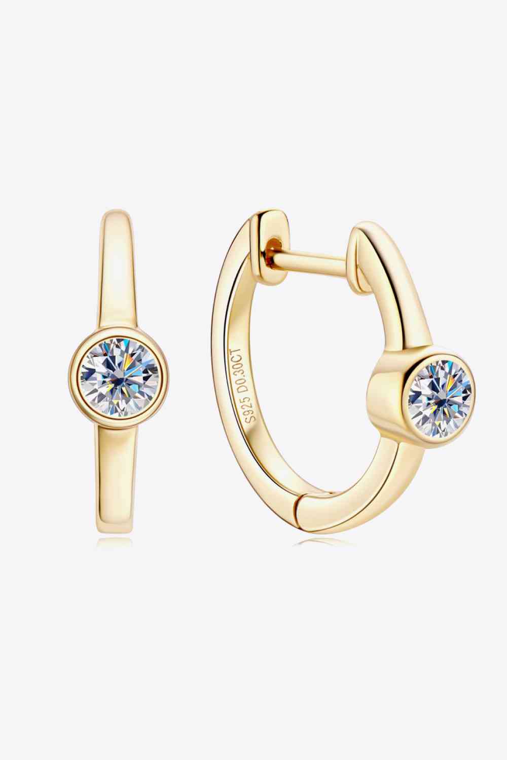 18k Gold-Plated Inlaid Moissanite Huggie Earrings - lolaluxeshop