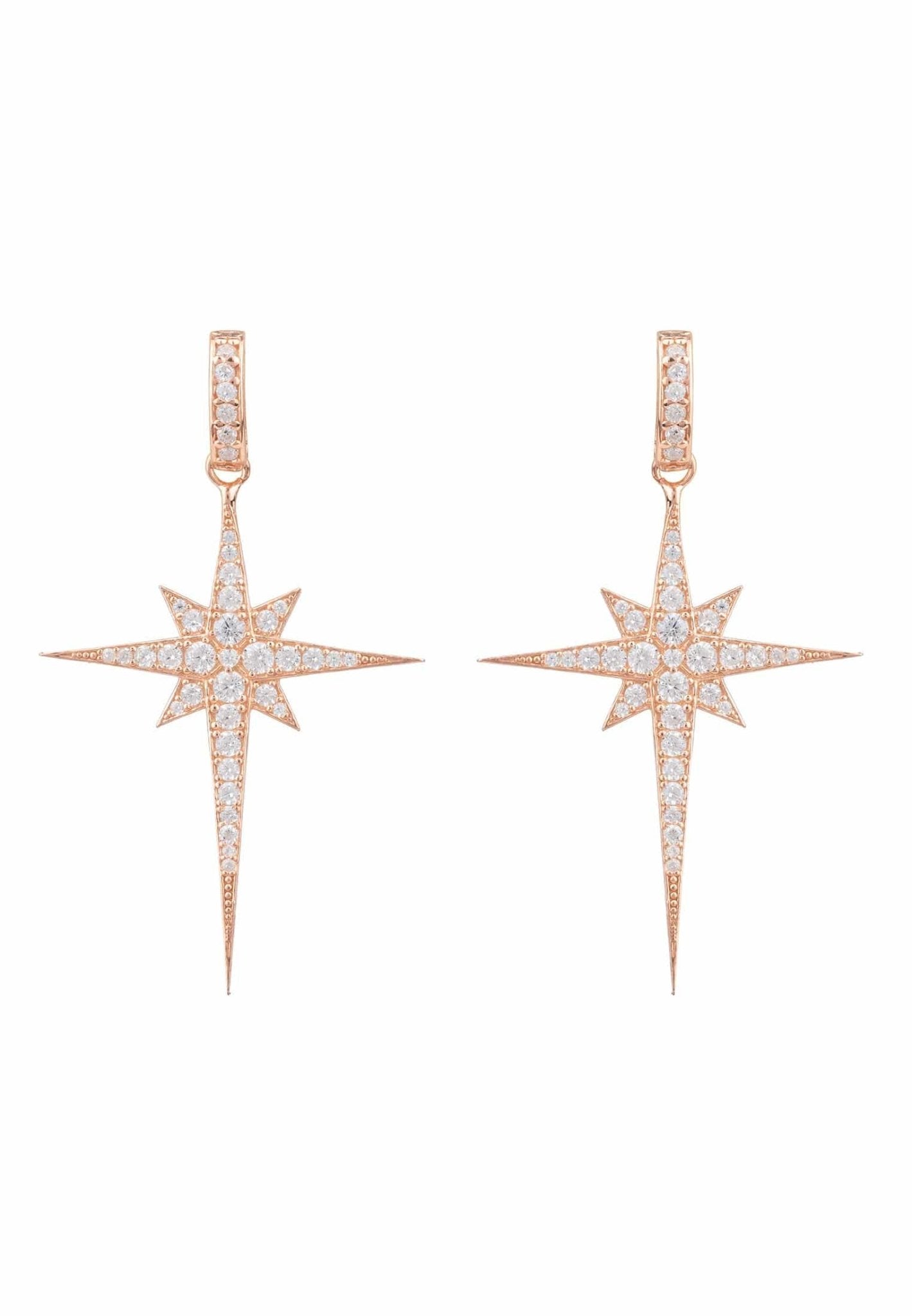 North Star Burst Large Drop Earrings Rosegold - lolaluxeshop