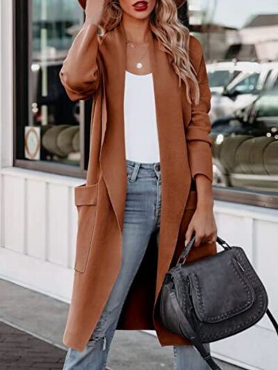 Open Front Dropped Shoulder Outerwear - lolaluxeshop