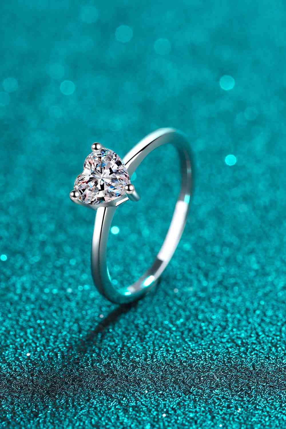 925 Sterling Silver Heart-Shaped Moissanite Solitaire Ring - lolaluxeshop