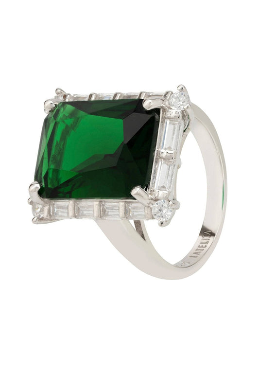 Tudor Silver Ring Emerald - lolaluxeshop
