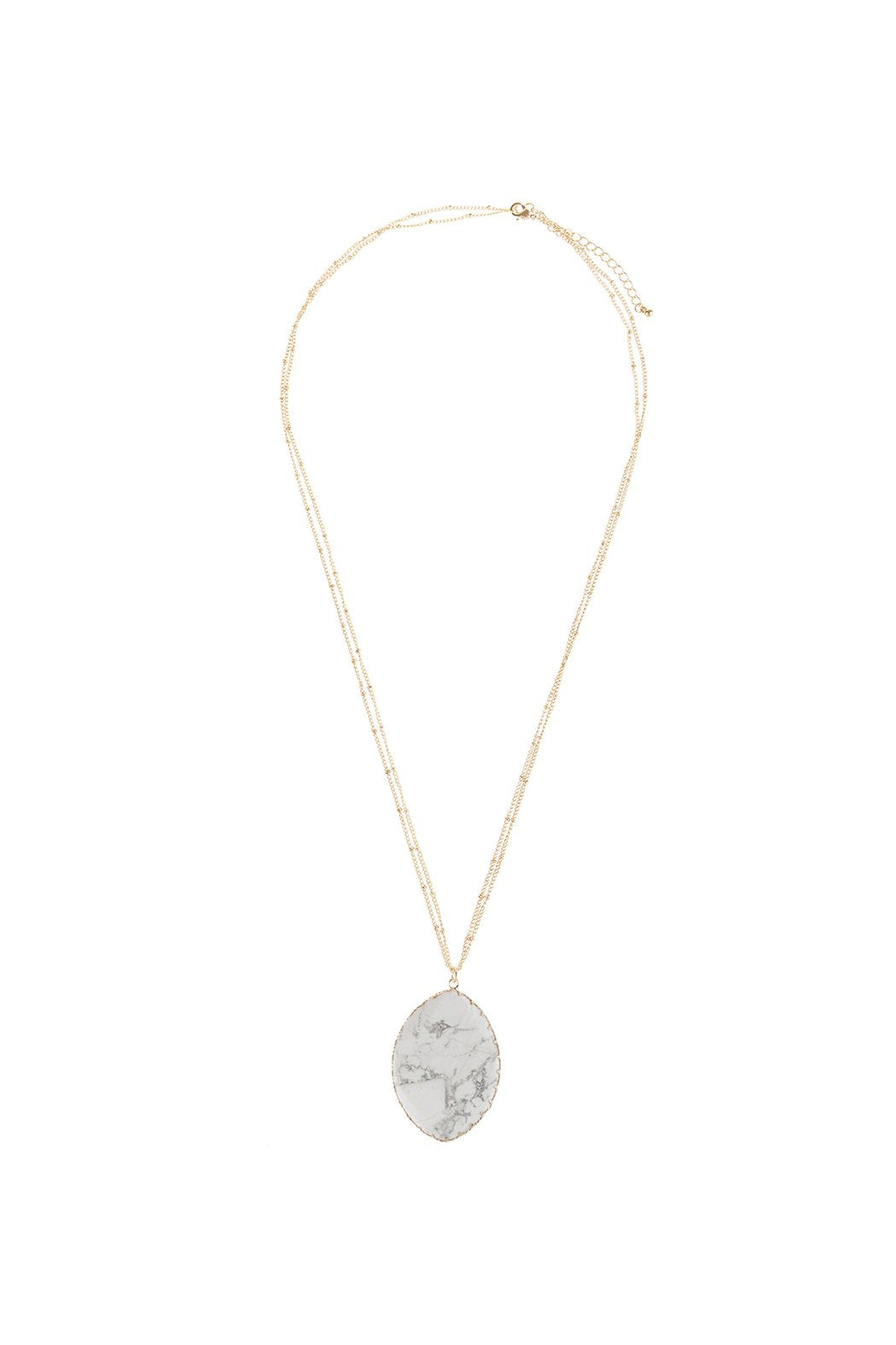 Natural Stone Wrap Oval Pendant Chain Necklace - LOLA LUXE