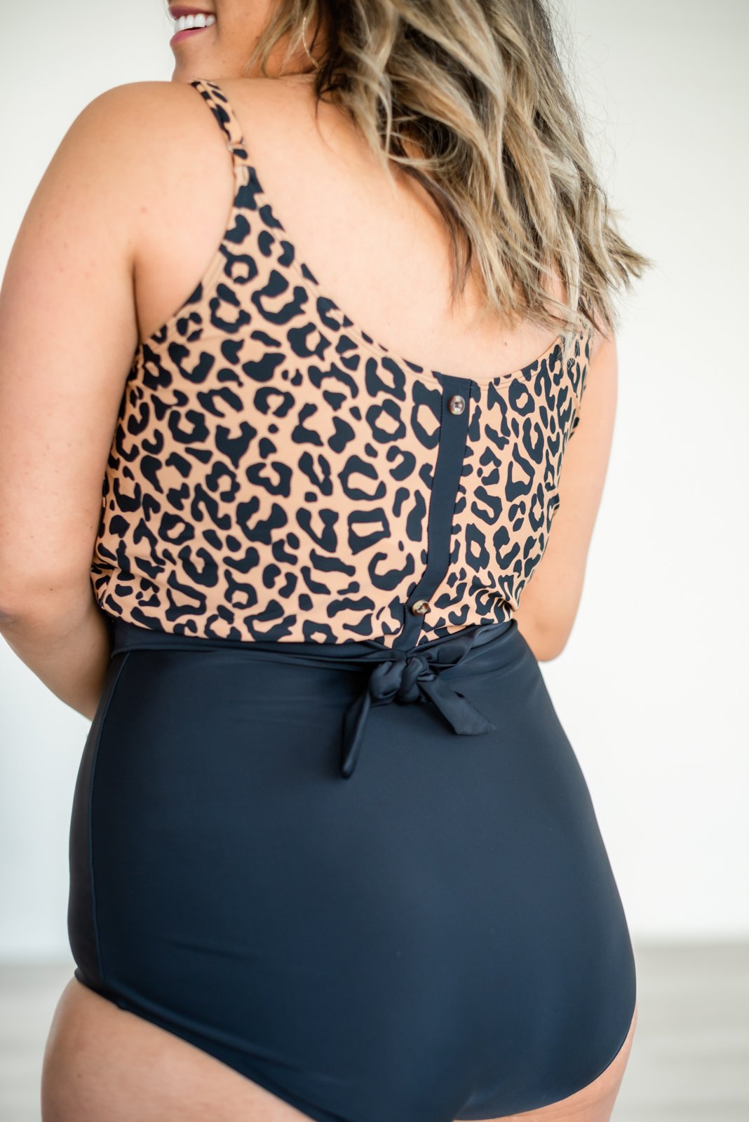 Knotted Button Back Top Leopard Print - LOLA LUXE