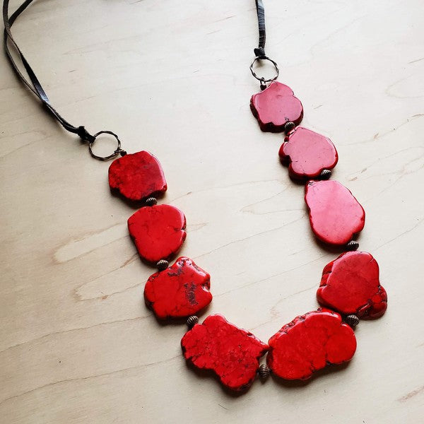 Red Turquoise Slab Necklace - lolaluxeshop