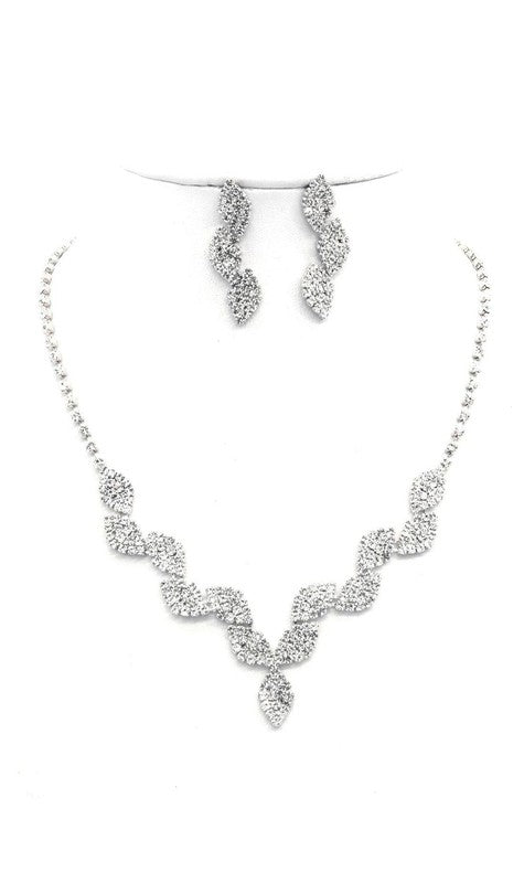 Clouded oblong Rhinestone Necklace Set - LOLA LUXE