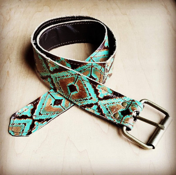 Turquoise Navajo Genuine Leather Belt 50 inch - lolaluxeshop