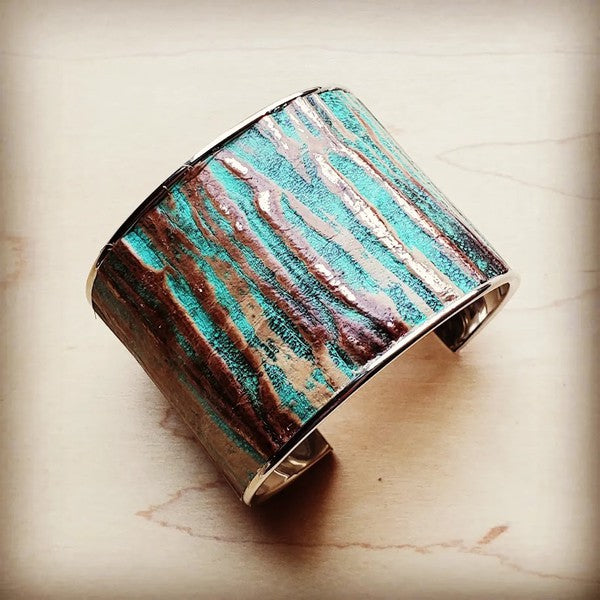 Wide Bangle Bracelet in Turquoise Chateau Leather - lolaluxeshop