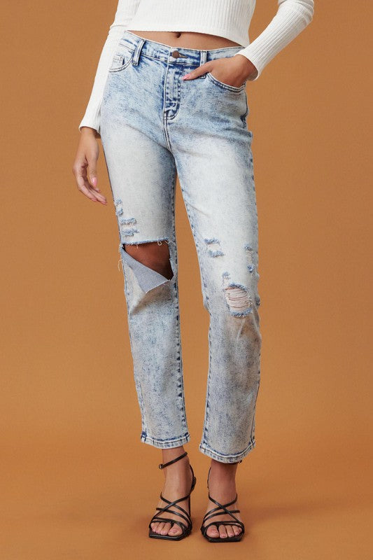 High Rise Distressed Skinny - LOLA LUXE