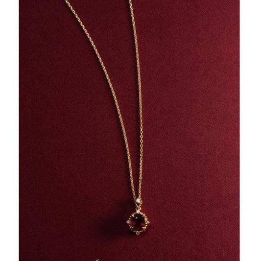14K Gold Plated Garnet Necklace - LOLA LUXE