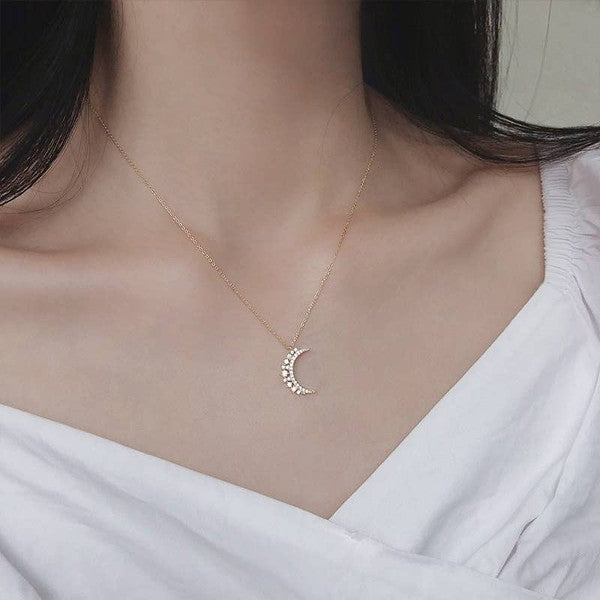 14K Gold Sparkly Luna Necklace - LOLA LUXE