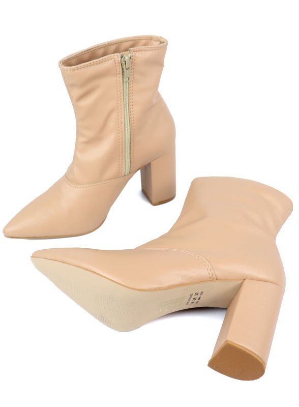 Pointed Toe Bootie with a Block Heel - lolaluxeshop