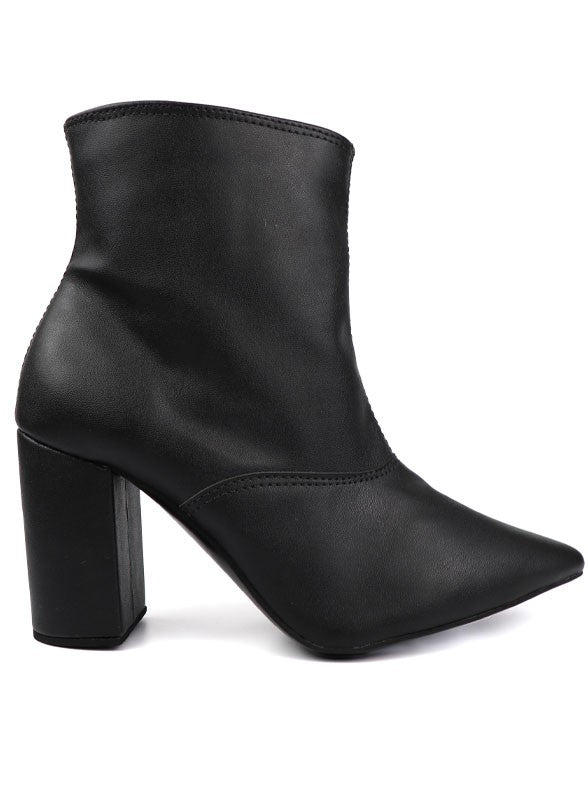 Pointed Toe Bootie with a Block Heel - lolaluxeshop
