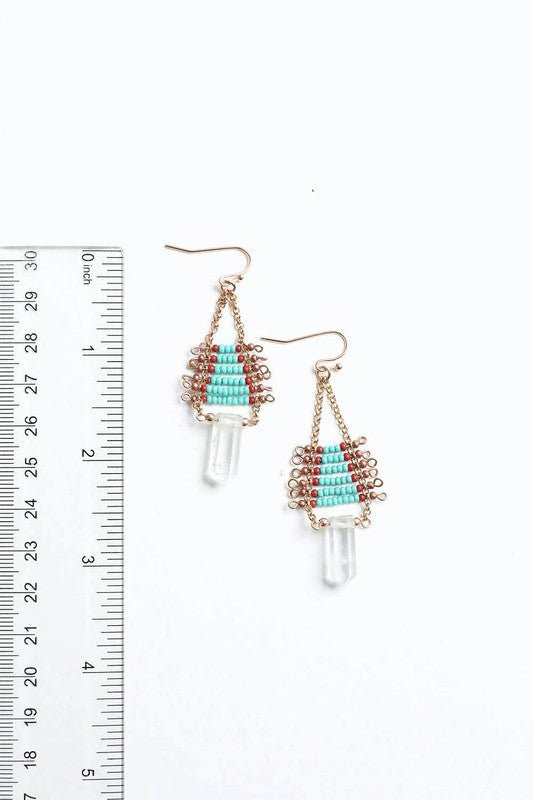 Seed Bead with Crystal Drop Earring - LOLA LUXE
