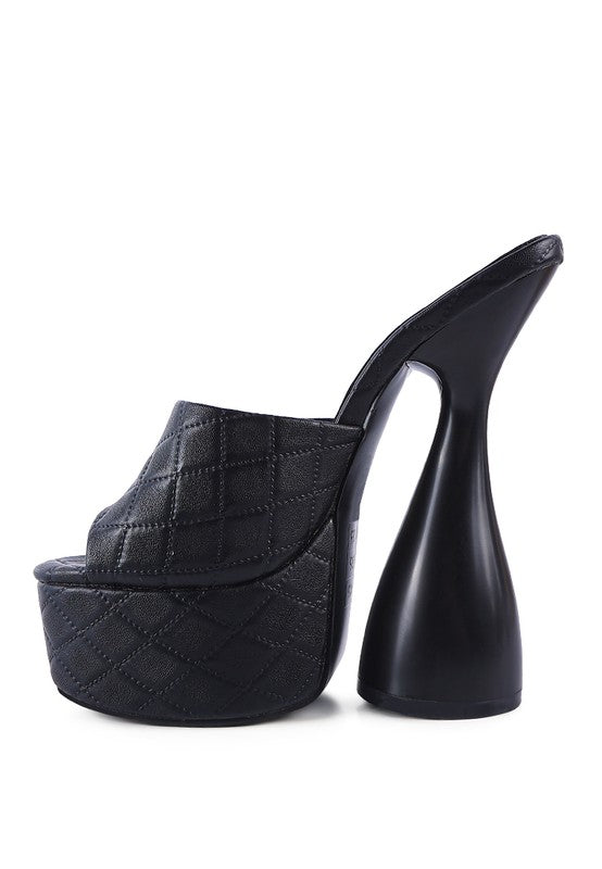 OOMPH QUILTED HIGH HEELED PLATFORM SANDALS - lolaluxeshop
