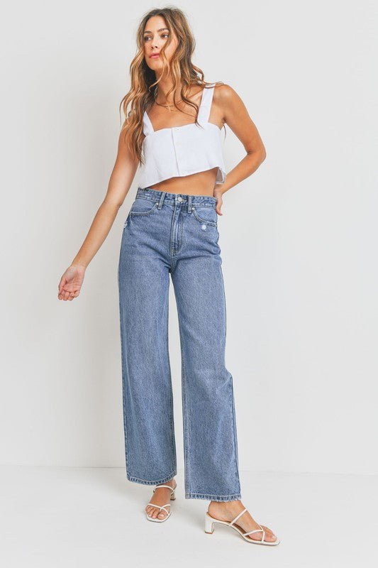 HIGH WAISTED SKATER JEANS - lolaluxeshop