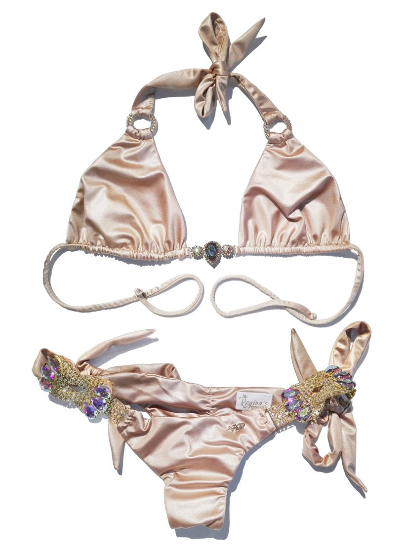 Amber Luxury Top & Tie Side Bottom - Gold - LOLA LUXE