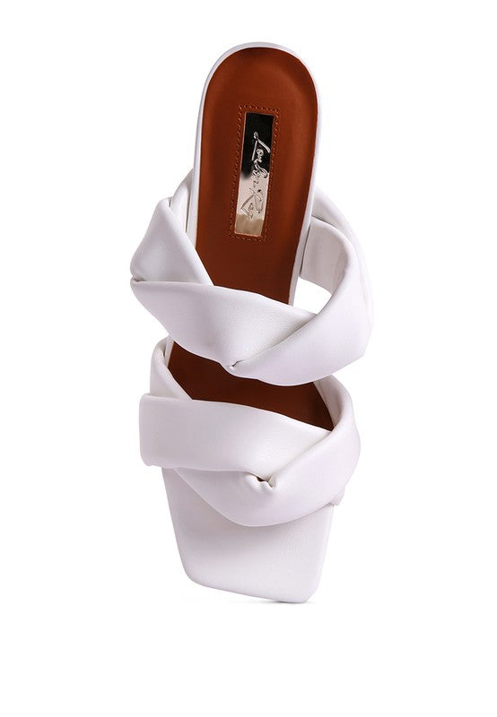 GLAM GIRL TWISTED STRAP SPOOL HEELED SANDALS - lolaluxeshop