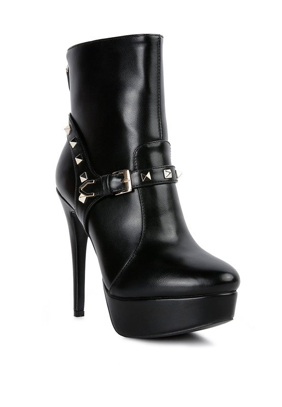 DEJANG Metal Stud faux Leather Ankle Boot - lolaluxeshop