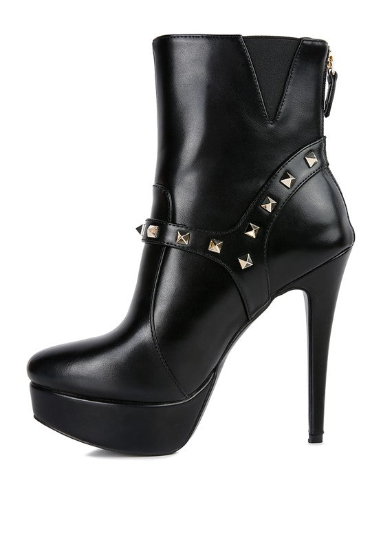 DEJANG Metal Stud faux Leather Ankle Boot - lolaluxeshop