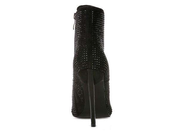 HEAD ON Faux Suede Diamante Ankle Boots - lolaluxeshop