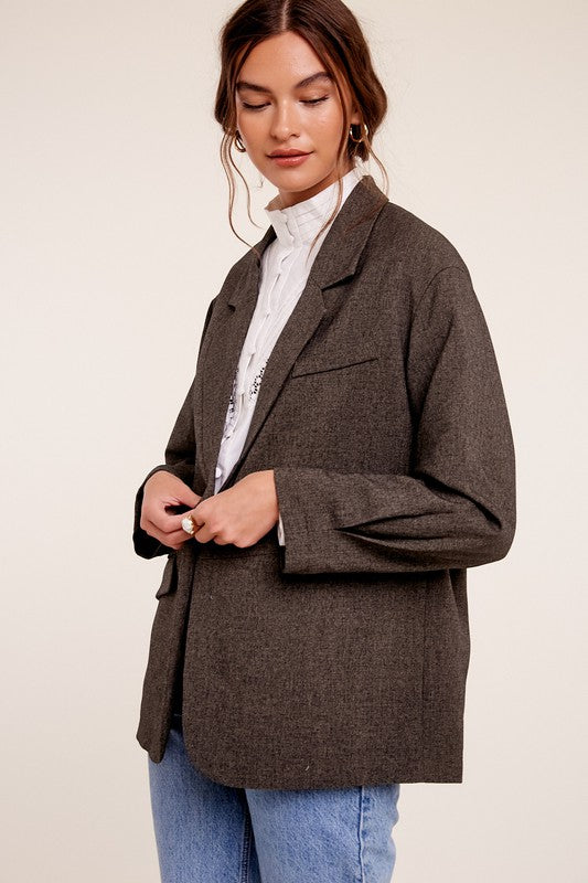 Over sized solid blazer - LOLA LUXE