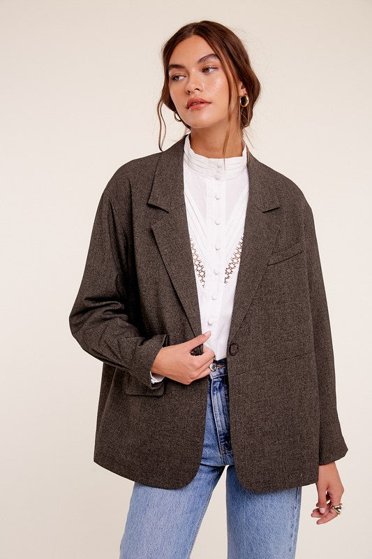 Over sized solid blazer - LOLA LUXE