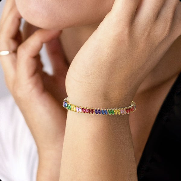 Bracelet for Women with Rainbow Marquise Stones - LOLA LUXE